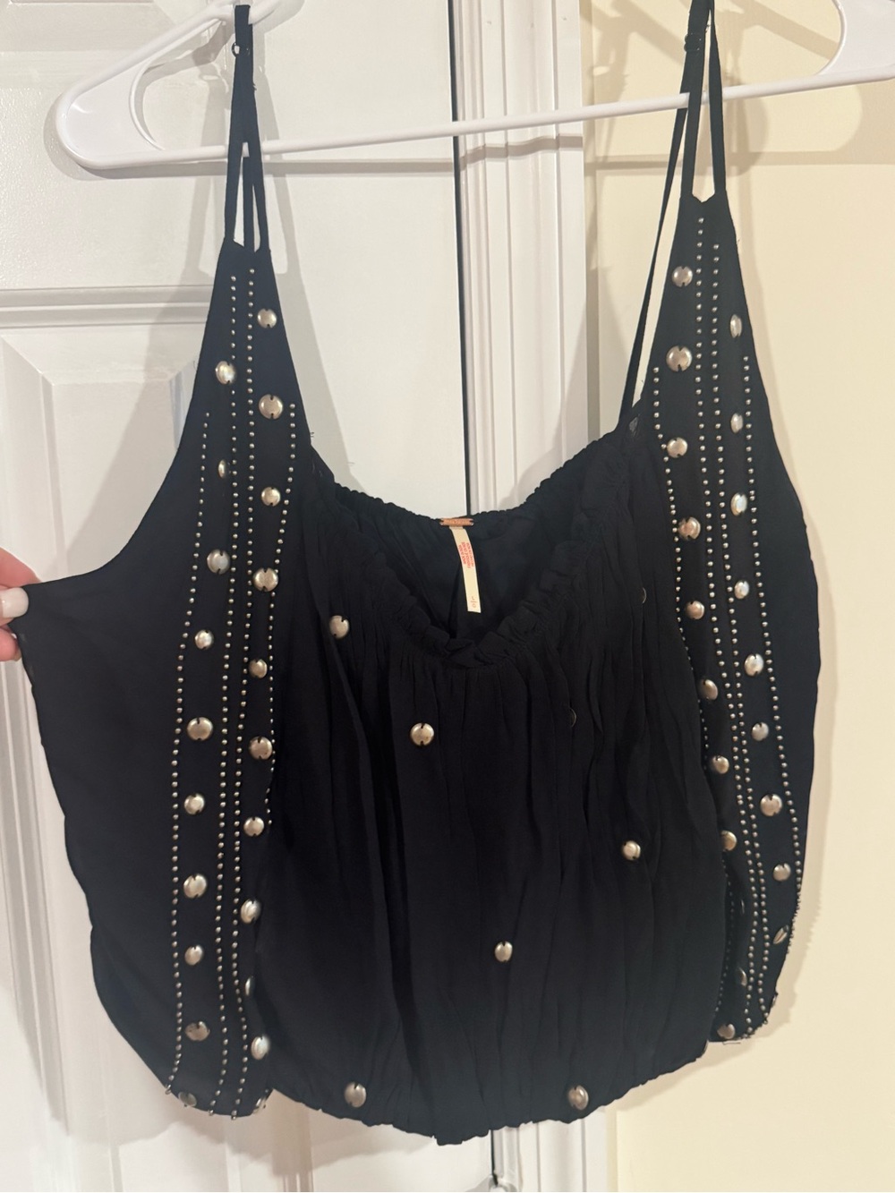 Free People Black Studded Spaghetti Strap Camisole